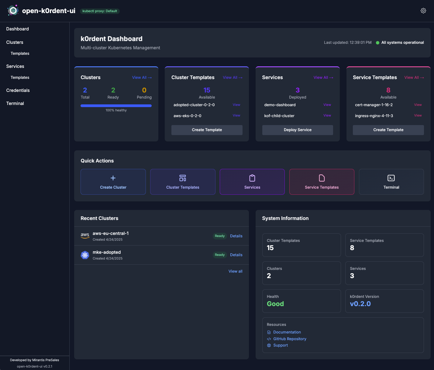 k0rdent-ui screenshot